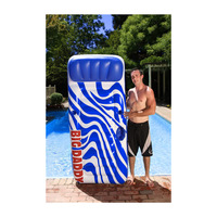 Matelas Gonflable Flottant Bleu pour Adulte avec Dossier, Lit Flottant Simple ou Double pour Piscine et Plage