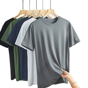 Camiseta de Manga Corta para Hombre, Cuello Redondo, Estilo Coreano, Delgada y Fresca, de Seda de Morera y Seda Helada, Precio de Fábrica de Bangladesh y China - Product Image 1