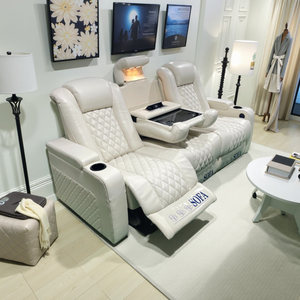 Divano Reclinabile Elettrico a 3 Posti di Alta Qualità in Pelle, Stile Cinema Domestico, per <span class=keywords><strong>Home</strong></span> Theater - Product Image 3