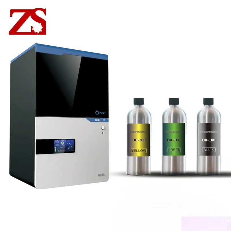 ZS 3d printer405nm Photopolyme reçine takı diş hekimliği için yazıcı dökülebilir reçine sla sıvı 3d yazıcı