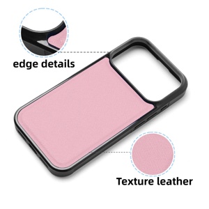 Nouvelle coque en cuir PU pour iPhone <span class=keywords><strong>16</strong></span> 17 Pro Max, couleur unie simple, toucher cuir grainé, étui de protection professionnel pour téléphone - Product Image 3