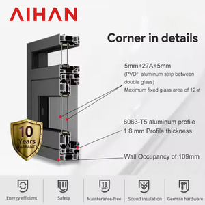 AIHAN moderno térmico arqueado persiana ventana hoteles triple acristalamiento aleación de aluminio templado vidrio columpio abierto apertura Horizontal - Product Image 5