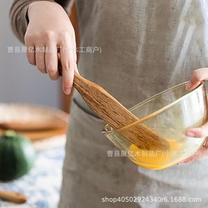 Espátula mezcladora de madera, 2 uds., mango apto para alimentos, para pasta, ensalada, postres, utensilios de cocina - Product Image 5