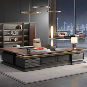 Bureau de direction contemporain de luxe pour PDG ou manager, design convertible en panneaux de bois pour les cadres supérieurs - Product Image 1