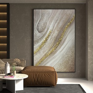 Hand Painted Oil Painting With Gold Foil Texture Modern Minimalist Living Room Vertical Wall <b>Art</b> Metal Frame Decorative Painting - Product Image 1