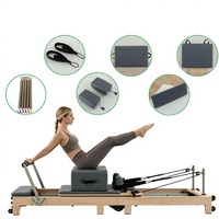 Reformer Pilates en Chêne Massif Réglable, Portable et Durable, Machine d'Entraînement de Fitness avec Options de Couleur Personnalisées pour Usage Domestique et en Studio