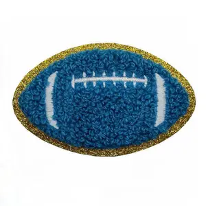 Hot Sample In Stock Rugby Design Ijzer Op Sport Chenille Glitter Patches