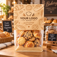 Sac à pain en papier kraft recyclable imprimé sur mesure avec lien métallique et fenêtre transparente pour l'emballage alimentaire