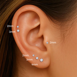 Pendientes de tuerca clásicos de plata de ley 925 con moissanita de base plana de 1.2x8mm, engaste de bisel redondo, 2mm 3mm 4mm - Product Image 3