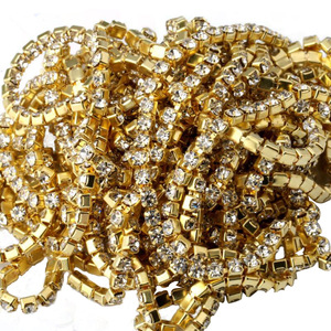 Chaîne de strass plaquée or 2,0 mm 2,5 mm 3,0 mm 4,0 mm, accessoire de décoration géométrique et tendance pour téléphone portable DIY - Product Image 5