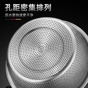 Stainless Steel Vegetable Washing Basin With Drain <b>Basket</b> 20-32 Cm For Kitchen Use - Product Image 2