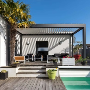 Pergola bioclimatique <span class=keywords><strong>en</strong></span> aluminium 3x4m motorisée pour extérieur, plage, <span class=keywords><strong>piscine</strong></span>, gazebo, protection contre la pluie, <span class=keywords><strong>volet</strong></span> <span class=keywords><strong>en</strong></span> aluminium - Product Image 2