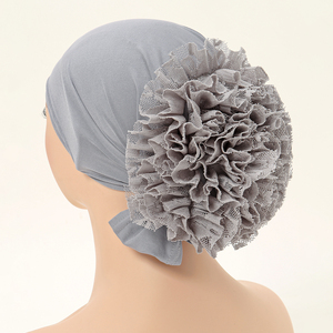 Nouveau <span class=keywords><strong>sous</strong></span>-<span class=keywords><strong>hijab</strong></span> instantané en mousseline avec dentelle florale, <span class=keywords><strong>bonnet</strong></span>, turban, foulard de tête - Product Image 3