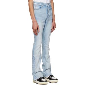 Jean évasé bleu clair personnalisé pour homme, coupe bootcut extensible avec fente ouverte à la cheville - Product Image 3