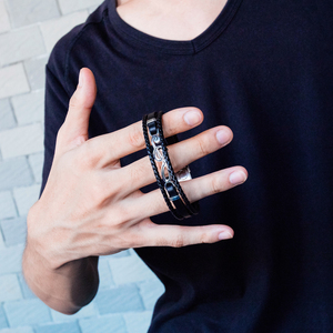<span class=keywords><strong>Bracciale</strong></span> in pelle intrecciata multistrato da uomo con nota musicale in acciaio al titanio <span class=keywords><strong>bracciale</strong></span> in pelle semplice Punk <span class=keywords><strong>per</strong></span> regalo di un amico del ragazzo - Product Image 5