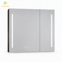 Armoire de salle de bain en alliage d'aluminium avec miroir LED, 40x60x14cm, IP44, 6500K, dimmable, 12W, double porte en verre et métal