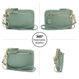 Portefeuille en Cuir Véritable Haut de Gamme pour Femme, Porte-Monnaie Transfrontalier avec Fermeture Éclair, Dragonne, Porte-clés et Lecteur de Cartes Antivol - Product Image 4