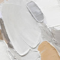 Peinture sur toile abstraite moderne minimaliste avec accents dorés, tons neutres texturés, cadre en bois pour décoration de mariage