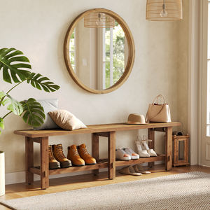 Banc de <span class=keywords><strong>lit</strong></span> rustique Tribesigns de style farmhouse, 63 pouces, en bois massif, pour <span class=keywords><strong>une</strong></span> assise confortable dans la chambre et un rangement au chevet - Product Image 3