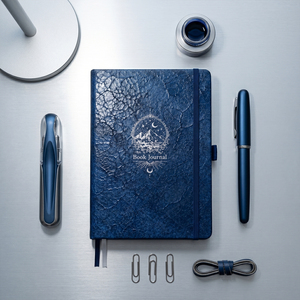 Cuaderno <span class=keywords><strong>de</strong></span> Lectura Personalizado LABON Azul Oscuro con Borde Plateado, Tapa Dura, Papelería, Regalo - Product Image 5