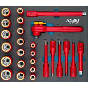 HAZET - 163-544/26 Set con trinquete, enchufes y accesorios 1/2 ''con aislamiento protector 1000V (26 Uds.) OTROS CONJUNTOS DE HERRAMIENTAS - Product Image 1