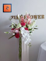 Hochzeitszeremonie Podest-Blumendekoration Luxuriöse Realistische Langlebige Rosa Weiße Calla-Lilie Orchidee Künstliche Blume