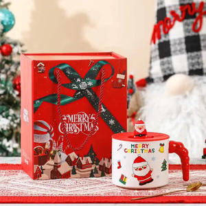 Tazas de Cerámica Navideñas con Diseño de Papá Noel, Capacidad de 430 ml, Colores Rojo y Verde, Aptas para Lavavajillas y Microondas - Product Image 5