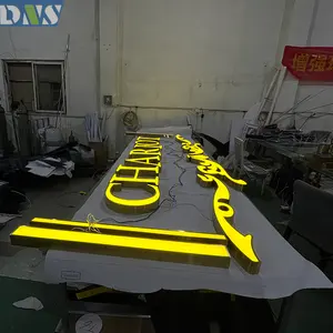 Enseigne publicitaire avant lumière lettre 3d led aluminium pour panneau enseigne de boutique de luxe enseignes électroniques