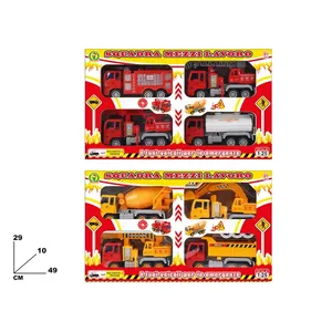 Squadra Mezzi Lavoro Véhicules d'urgence en plastique à l'échelle 1:25 : Camion de pompiers et ensemble de construction avec fonction de recul à friction pour enfants - Product Image 1