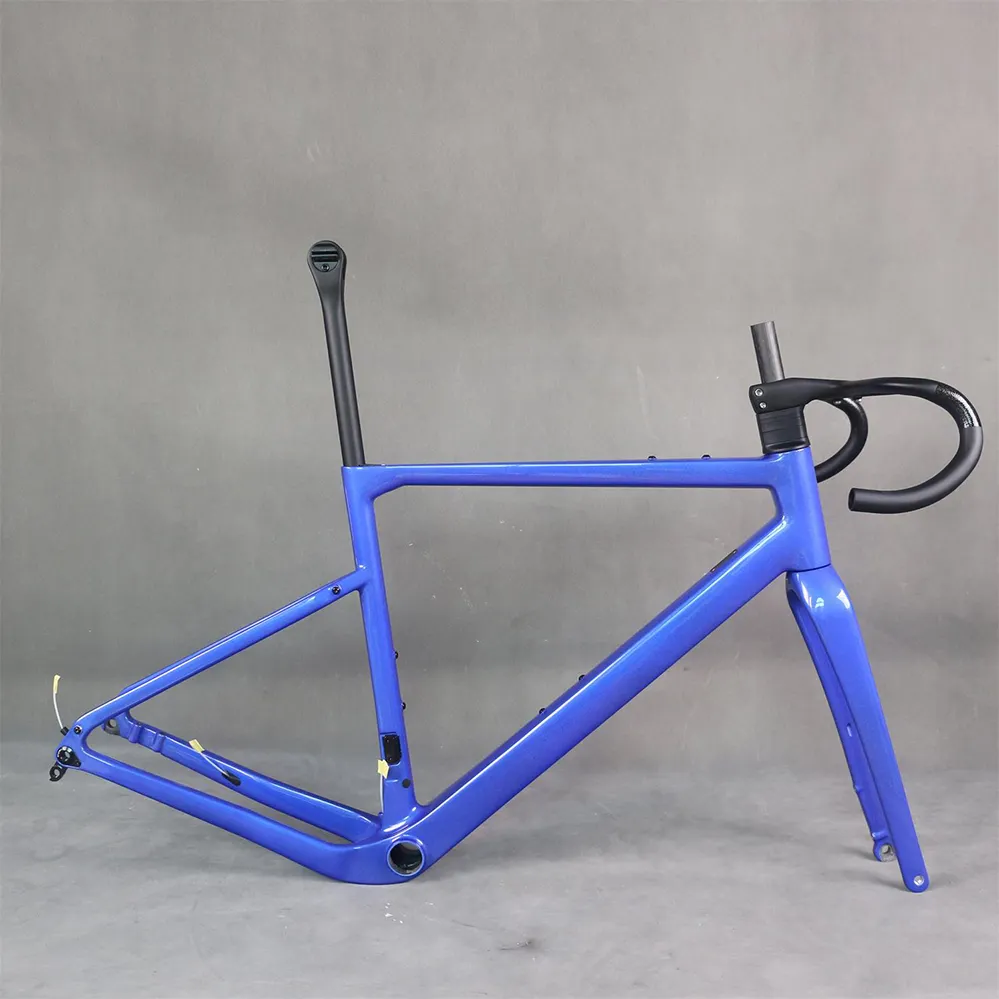 Yeni karbon çerçeve tüm iç kablo bisiklet delikli çakıl bisiklet frameset Di2 yol bisiklet 700xcycle döngüsü çakıl çerçeve YS2433-1 GR045