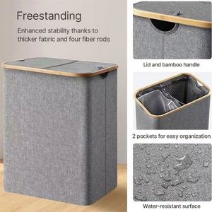 Collapsible Oxford Fabric Laundry Hamper <b>Large</b> Capacity Waterproof Dirty Clothes <b>Basket</b> with Handle for Bathroom Bedroom - Product Image 2