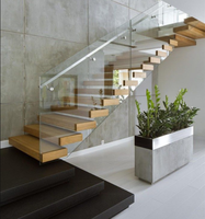 Escalier moderne en bois à poutre simple, sur mesure, de luxe, pour villas, intérieurs, escalier flottant sur mesure