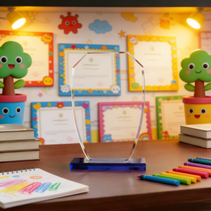 Adorabile Trofeo in Cristallo Piccolo, Premio Dolce per gli Sforzi dei Bambini, Trofeo in Vetro UV per Giochi Scolastici, Riconoscimento per Giovani Partecipanti - Product Image 1