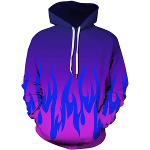 Fitspi toptan Unisex Hoodies kazak kapşonlu 3d giyim kap Hoody baskı kapşonlu palto Tops mor desen