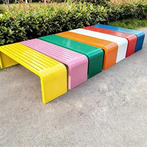 مسحوق الحديد المغلفة الفن بارك مقعد طويل في الهواء الطلق الترفيه صف كرسي مع الفولاذ المقاوم للصدأ مسند الظهر فناء مقعد الاستخدام التجاري - Product Image 2