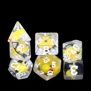 HS Yellow Polyhedral Resin Dice for DND RPG Board or Card Games Role Play Dungeons and Dragons High Quality Fresh Dice Set