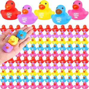 Customized Shape Logo Jesus Loves You <b>Doll</b> for Kids <b>Bath</b> Toy Float Birthday Party Gift Squeezing Rubber Ducky - Product Image 1