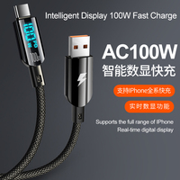 Kabel Data Pengisian Cepat USB 3.0 8-Pin Berbahan Logam dengan Layar Digital untuk Ponsel IOS, Tablet, Power Bank & Kamera