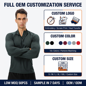 <span class=keywords><strong>Maglia</strong></span> Sportiva da Uomo con Zip a un Quarto e Maniche Lunghe, Personalizzabile con Logo OEM, 180GSM, Asciugatura Rapida, Vestibilità Slim, per Corsa, Palestra e Fitness, Vendita all'Ingrosso - Product Image 3