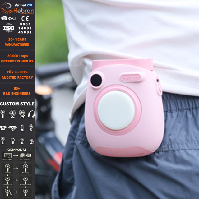 Outdoor Wind LED Light 6000mAh Bladeless Wearable Portable Waist Fan for Car Hotel & Household Use