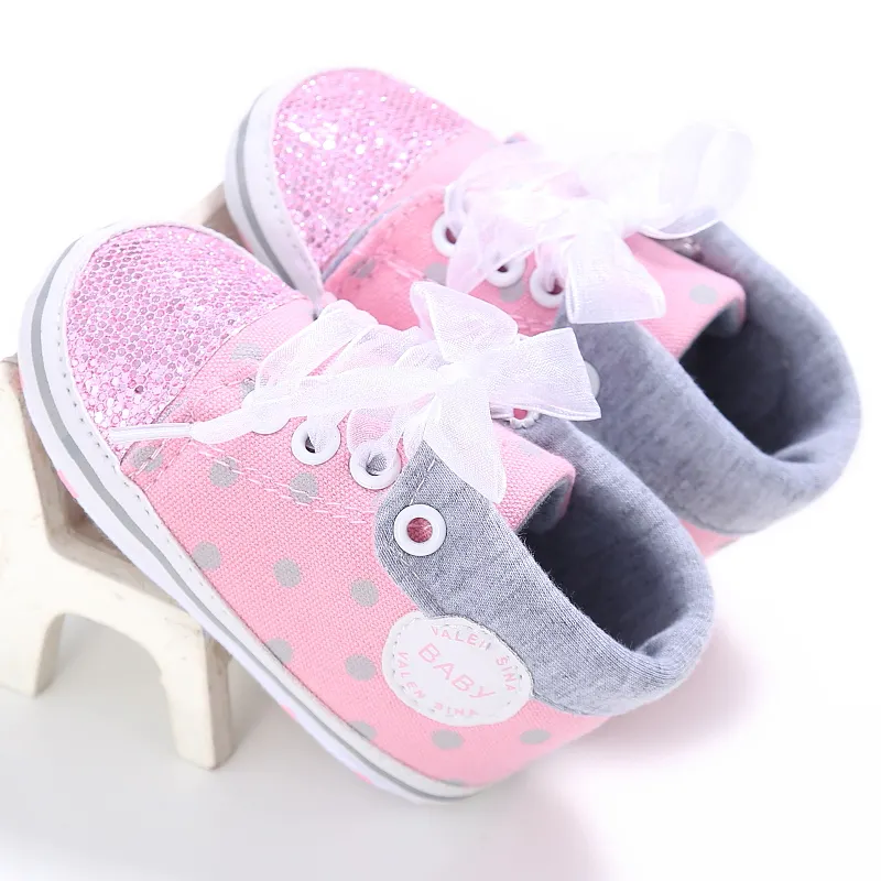 China Factory Canvas sport Baby girl designed 0-2 years Lace-up baby shoes