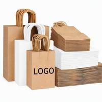 Tas Belanja Kertas Kraft Logo Kustom Grosir dengan Pegangan Terpilin, Dasar Rata, dan Lipatan Samping, Tas Hadiah Berbagai Ukuran untuk Kemasan Ritel