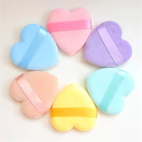 WELLFLYER-Esponja para Maquillaje de Terciopelo, Esponja Cosmética en Forma de Corazón, Esponja de Terciopelo, Ultra Suave, en Forma de Corazón