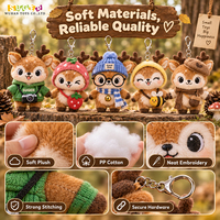 Porte-clés personnalisé en peluche cerf OEM ODM, animal en peluche pour cadeaux de détail, promotions de marque, souvenirs et marque privée