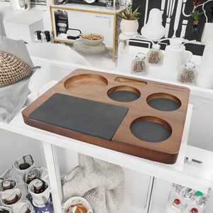 Estación de Prensado de Café, Clásica, Cuadrada, de Madera de Nogal, Organizador de Herramientas para Barista, Reutilizable - Product Image 3