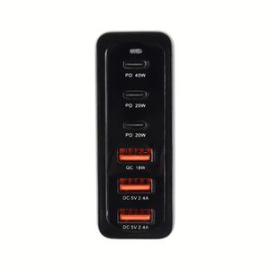 Bloc chargeur mural 120W, adaptateur d'alimentation rapide 6 ports, prise de charge Type C pour téléphones mobiles, ordinateurs portables, tablettes - Product Image 3