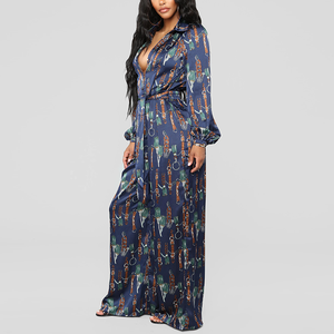 Venta al por mayor de nuevo diseño de talla grande ropa de mujer de manga larga de diseño de satén <span class=keywords><strong>mono</strong></span> de una pieza - Product Image 3