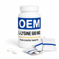 Fabricant OEM de comprimés de chlorhydrate de L-lysine 500 mg sous film, conditionnés en sachet et en bouteille, marque privée, MOQ 1000 bouteilles