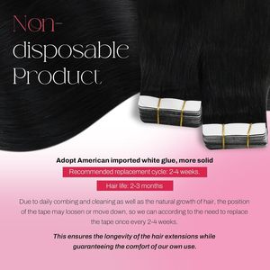 Moresoo 30 pollici Remy Hair umani extension nastro adesivo invisibile in colla diritta nera rimovibile e riutilizzabile stile dritto - Product Image 6