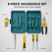 Ensemble d'outils à main pour la maison, 12 pièces, kit de réparation domestique avec étui en plastique portable, outils de quincaillerie, pinces combinées, tournevis